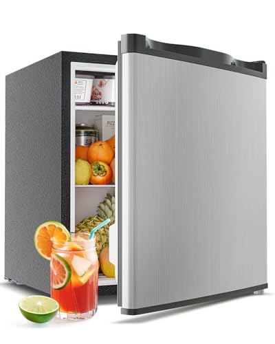 Mini Fridge with Freezer - 1.7 Cu.Ft Compact Silver Refrigerator
