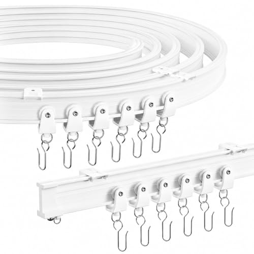 White Flexible Ceiling Curtain Track System 9.8 ft - Bendable & Cuttable