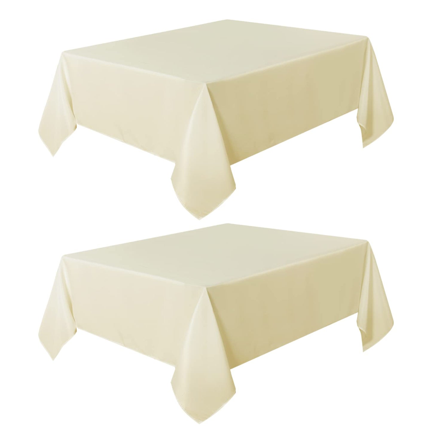 sancua 2 Pack Beige Tablecloth 54 x 54 Inch, Stain and Wrinkle Resistant Square Table Cloth - Washable Polyester Table Cover for Dining Table, Buffet Parties and Camping