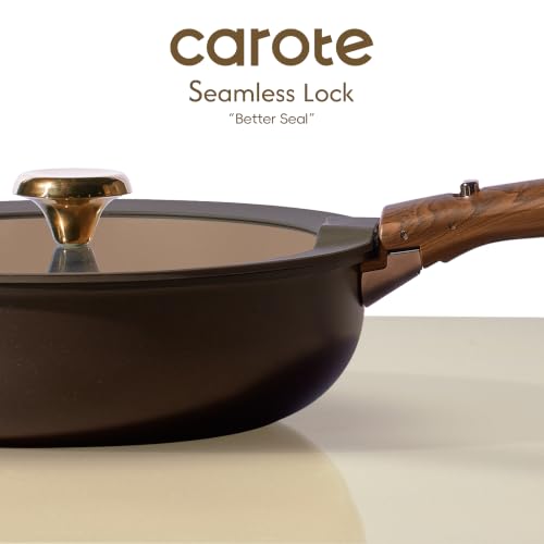 Ceramic Cookware Set with Detachable Handles - 25 Pieces, Brown