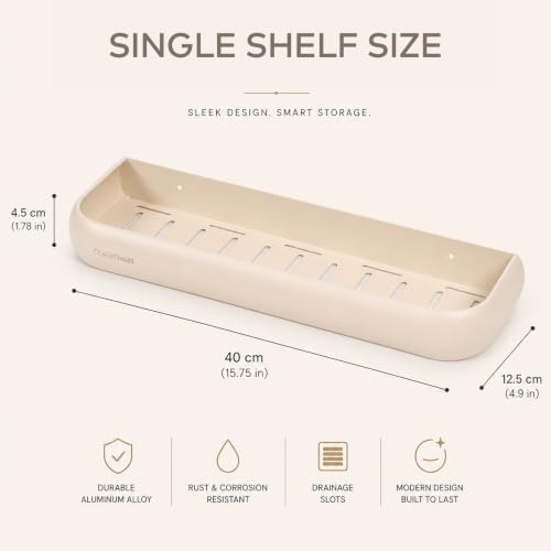 Milky White Aluminum Shower Caddy - Rectangular Adhesive Bath Organizer Shelf