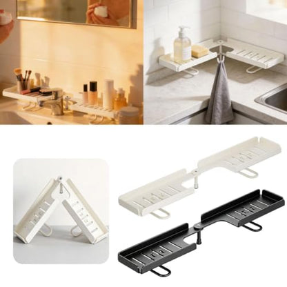 Rotatable Bathroom Sink Organizer Shelf White - Adjustable, No-Drill Drainage