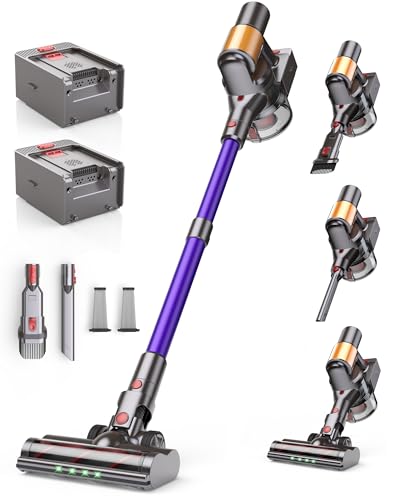 Cordless Stick Vacuum Cleaner with 2 Batteries, 120-Minute Runtime for Pet Hair and Home Cleaning