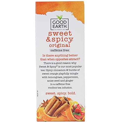 Good Earth Sweet and Spicy All-Natural Caffeine-Free Herbal Tea, Pack of 6 w/ 25 Tea Bags per Box