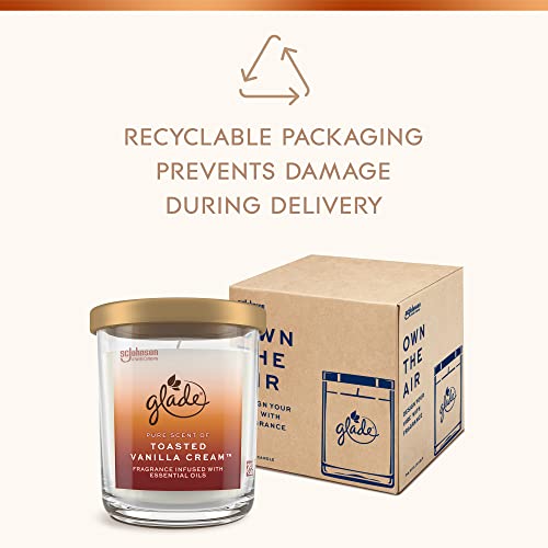 Glade Candle Jar, Large Candle Infused with Essential Oils, Air Freshener for Home Decor, Toasted Vanilla Cream, 16oz