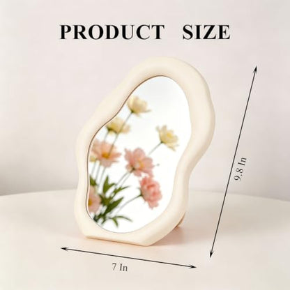 Cloud Shape Makeup Mirror - White, Small Desk Vanity Mirror for Office & Home Decor