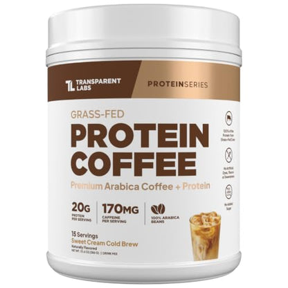 Protein Coffee Powder with Sweet Cream Cold Brew – 15 Servings, Caffeine & Protein Blend