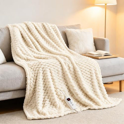 Garvee Electric Heated Throw Blanket 50x60 Sherpa Flannel Beige