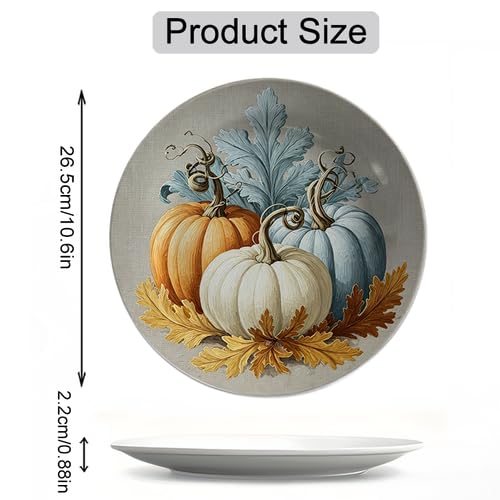 Fall Pumpkin Wall Decor Plates Set - 10 Inch Harvest Wall Hangings