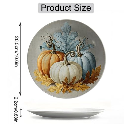 Fall Pumpkin Wall Decor Plates Set - 10 Inch Harvest Wall Hangings