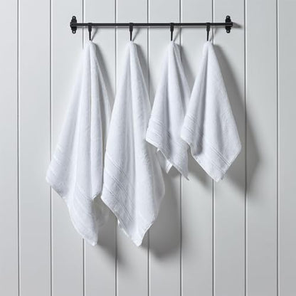 Christy Antalya Large Bath Towel Set - 6 Pieces Turkish Cotton White - Face, Hand & Bath Towels, Variation of White / 2 Face 2 Hand 2 Bath Set