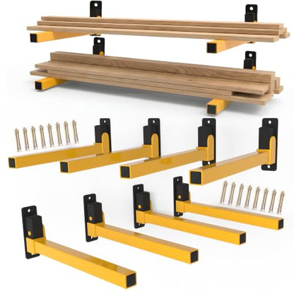 Heavy Duty Wall Mount Lumber Storage Rack with Adjustable Shelves - 8