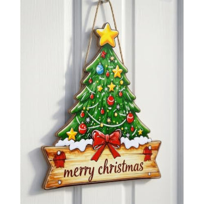 Christmas Decor Wooden Welcome Sign - White, Festive Holiday Home Accent