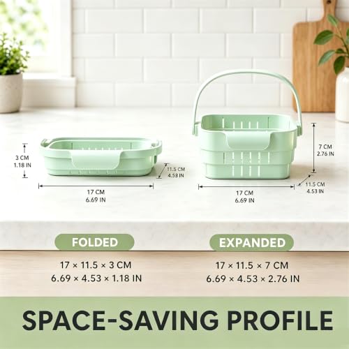 Cream White Foldable Sink Drain Basket - Expandable Kitchen Strainer with Flip Cover