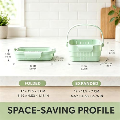 Cream White Foldable Sink Drain Basket - Expandable Kitchen Strainer with Flip Cover