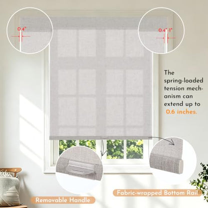Persilux No Drill Light Filtering Roller Shades - Custom Size Light Brown - Inside Mount Only