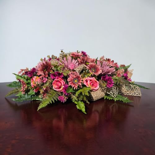 Fall Door Swag for Front Door Wreath Autumn Porch Decor Mauve Sunflower Chrysanthemum Rose Mix