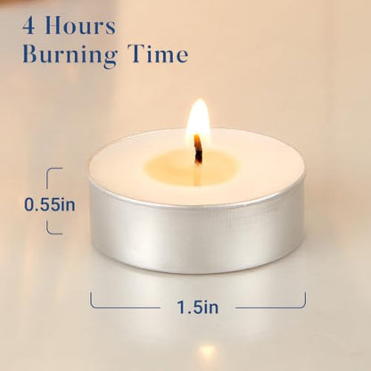 Crenovo Soy Tea Light Candles 96 Pack - Unscented, 4 Hour Burn Time