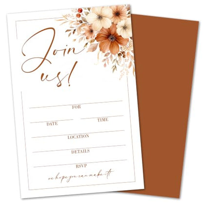25 Pack Floral Invitation Cards with Envelopes for Weddings & Parties