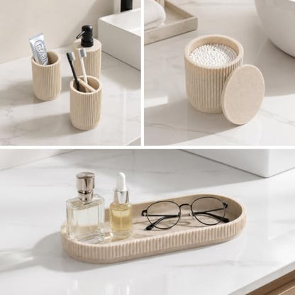 6-Piece Bathroom Accessories Set Resin Vanity Countertop Organizer