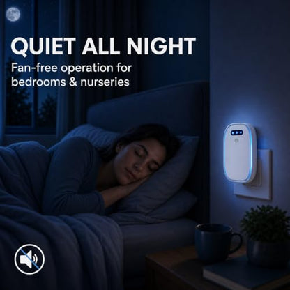 White Plug-In Negative Ion Air Purifier 4 Pack - Odor Eliminator & Quiet Home Freshener