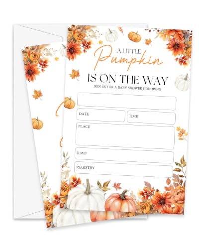 Fall Baby Shower Invitations with Pumpkin Design - Pack of 25