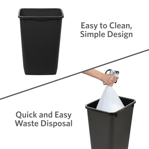 Glad 12 Gallon Open Top Plastic Trash Cans Black 2 Pack