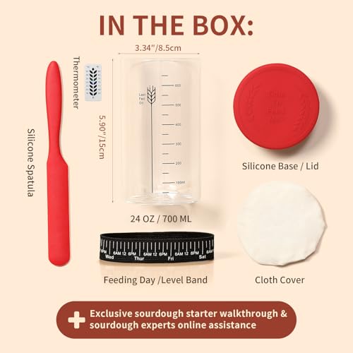 Sourdough Starter Jar Kit - 24 oz Wide Mouth Glass Baking Supplies