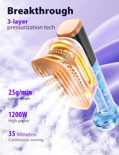 Travel Clothes Steamer with 35g/min Steam for Wrinkle Removal - Obsidian Black