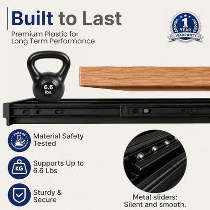 Under Desk Drawer Organizer with Adjustable Dividers - Black