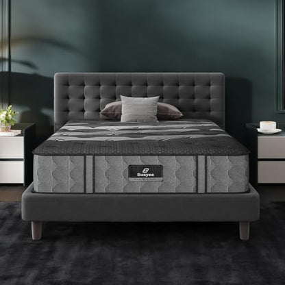 Grey Twin Mattress 8 Inch Hybrid Bed in a Box Medium Firm Luxury Support