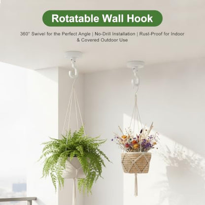 Heavy Duty Adhesive Ceiling Hooks 4 Pack for Hanging Plants No Drill - Variation of 4 Hooks+2 Glue