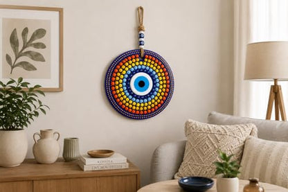 Hand Painted Evil Eye Wall Decor 22cm - Mandala Stained Glass Art