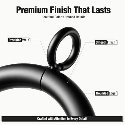 Extra Thick Metal Curtain Rings for 1 Inch Rod, Matte Black, 24 Pack