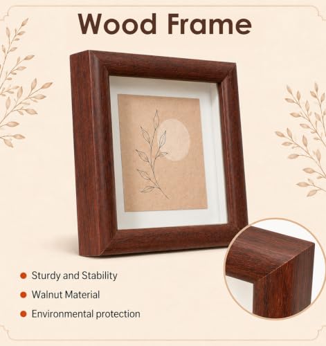 4x4 Solid Wood Shadow Box Frame for Keepsakes and Display
