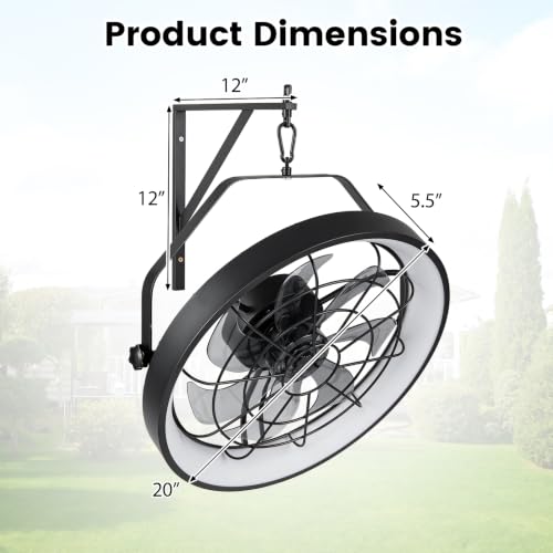 20-Inch Wall Mounted Fan with Dimmable LED Light, 6-Speed & Timer - Variation of THIS listing