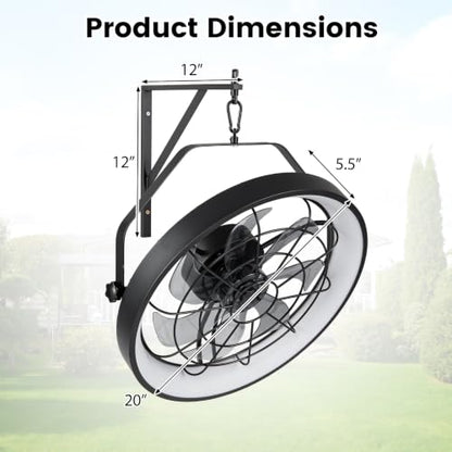 20-Inch Wall Mounted Fan with Dimmable LED Light, 6-Speed & Timer - Variation of THIS listing