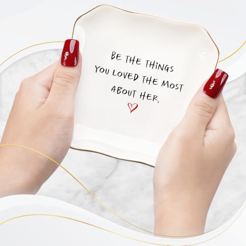 Memorial Keepsake Dish for Loss of Mom or Grandma - Sympathy Gift, 4.5 Inch Ceramic Trinket Tray