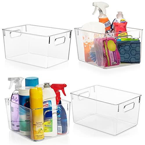 ClearSpace Clear Plastic Storage Bins – Pantry Organizers & Storage Containers, Cabinet Organizer - Home Organization Must Haves for Kitchen, Laundry Room, Office, Closet, Garage & Freezer