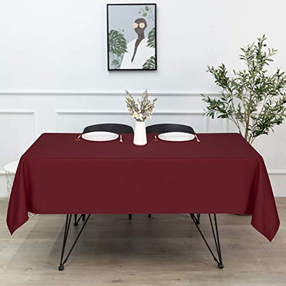 sancua Rectangle Tablecloth - 54 x 54 Inch - Stain and Wrinkle Resistant Washable Polyester Table Cloth, Decorative Fabric Table Cover for Dining Table, Buffet Parties and Camping, Burgundy