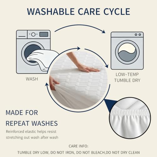 Full Size Waterproof Mattress Protector 54x75x18 Noiseless Breathable White