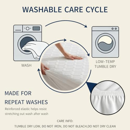 Full Size Waterproof Mattress Protector 54x75x18 Noiseless Breathable White