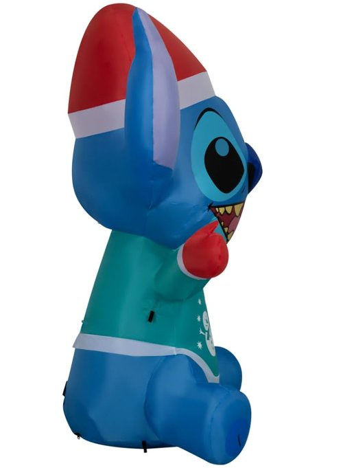 Christmas Inflatable Stitch Santa Hat Holiday Sweater 4.5 Foot Stitch Air-Blown Inflatable Blow Up - Comes with Tether Stakes, Rope, Power Supply and a Bonus Repair Patch