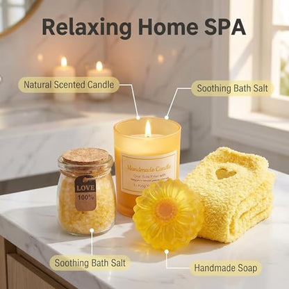 Sunflower Gift Box for Women - Spa Self-Care Set with Tote & 10 Gifts