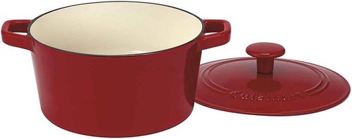 Cuisinart Enameled Cast Iron Round Casserole - 3-Quart in Cardinal Red for Perfect Cooking