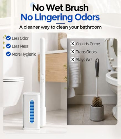 Disposable Toilet Brush and Holder Set with 48 Refill Heads - One Size