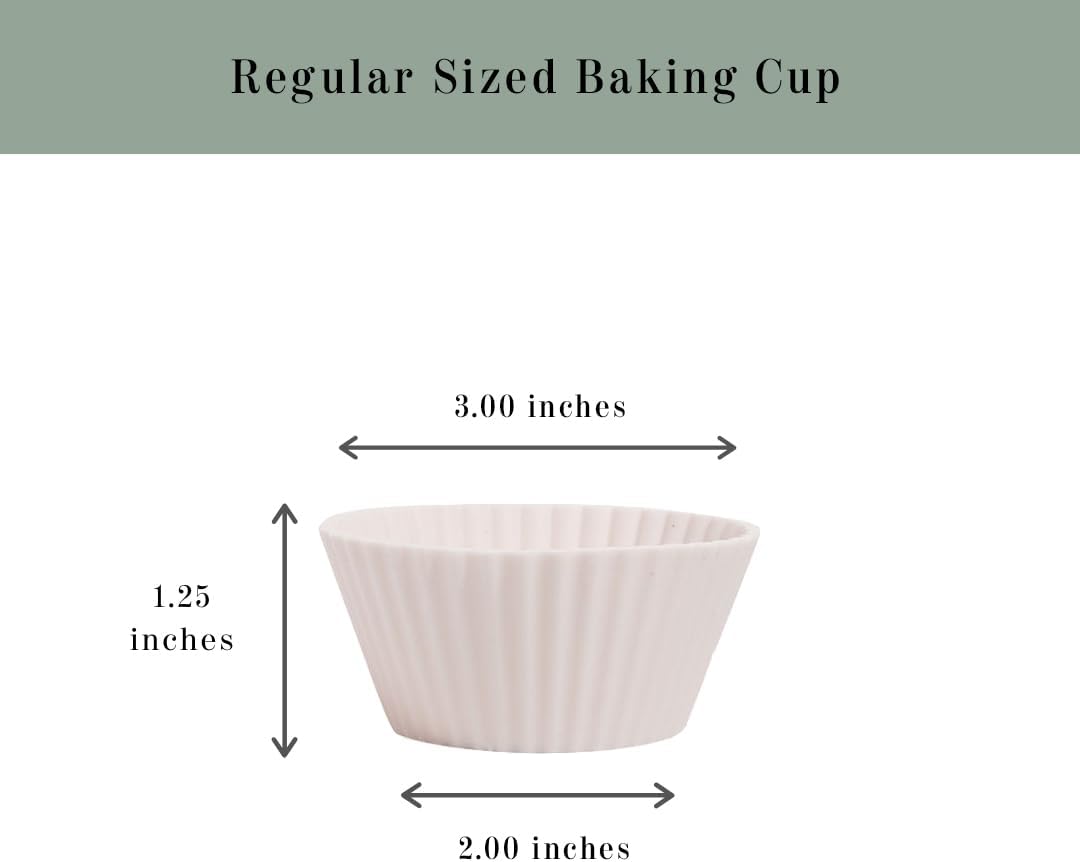 Silicone Kitchen Reusable Baking Cups - Non-Toxic, BPA Free, Dishwasher Safe | Pack of 12, Designer White