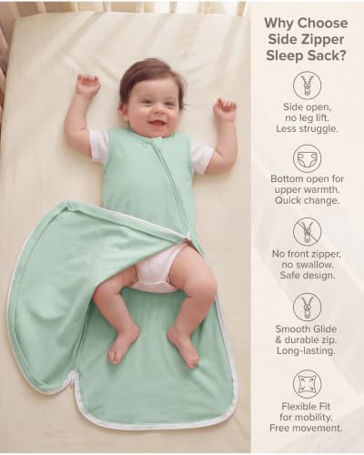 Yoofoss Organic Cotton Baby Sleep Sack 24-36 Months 0.5 TOG Green Banana Leaf XX-Large