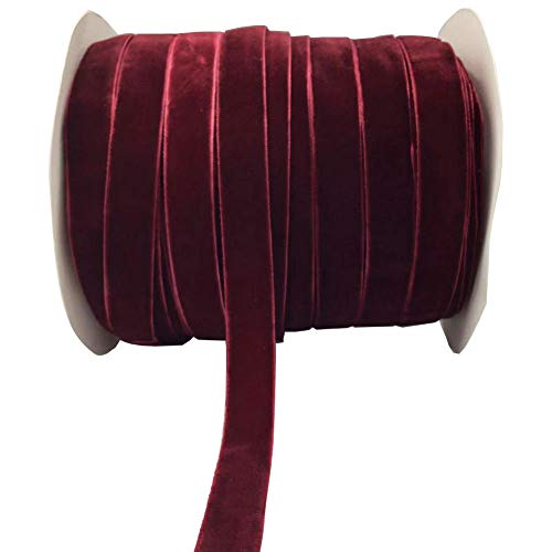Burgundy Velvet Ribbon Spool - 10 Yards, 5/8 Inch Wide, Wine Color, Nylon Craft Trim - Variation of THIS listing