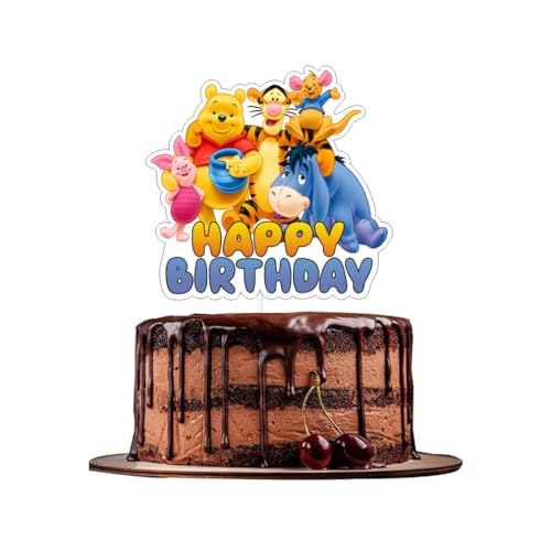 Winnie Cake Decorations Set with Topper and Cupcake Toppers for Birthday Party